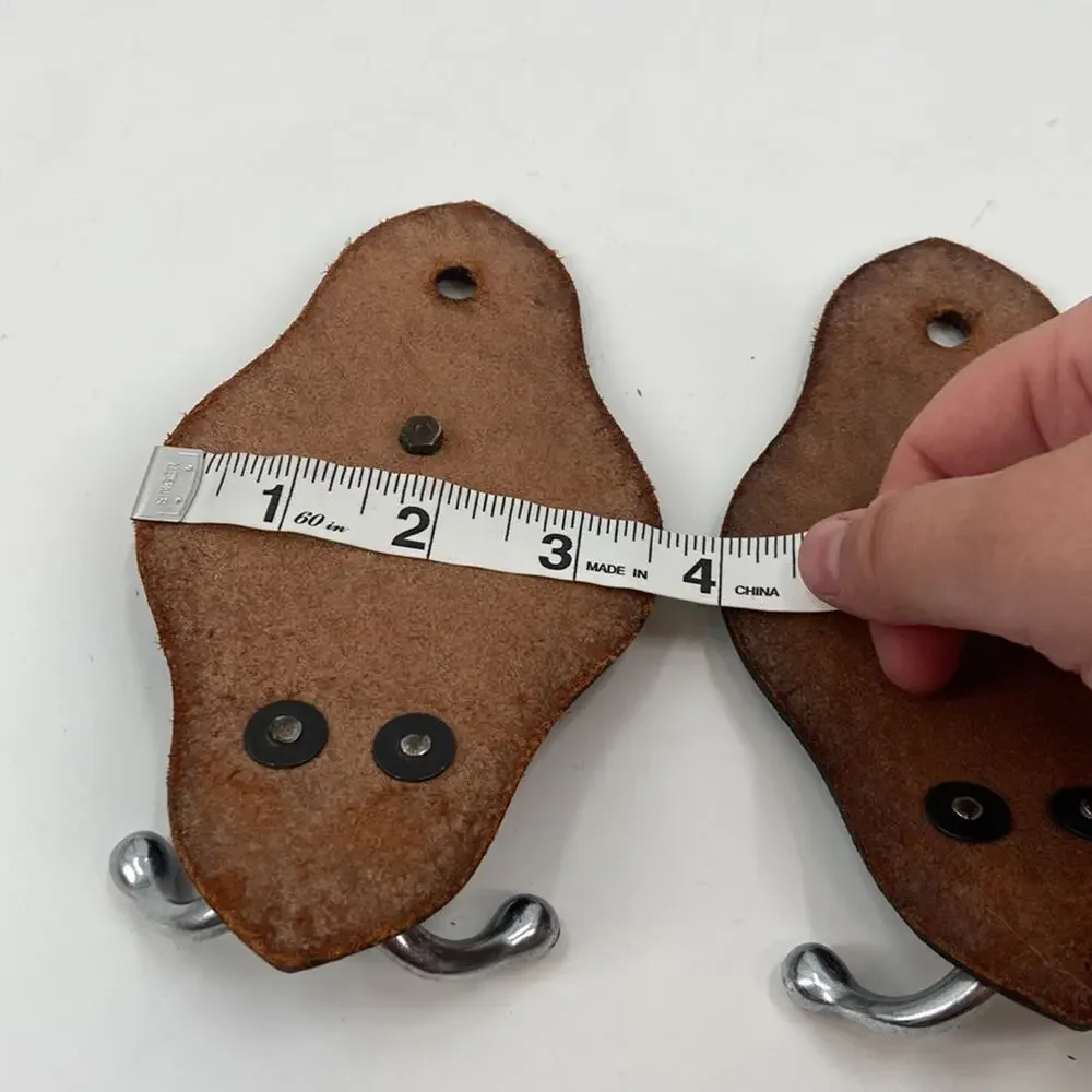 Vintage Skiing leather wall hooks